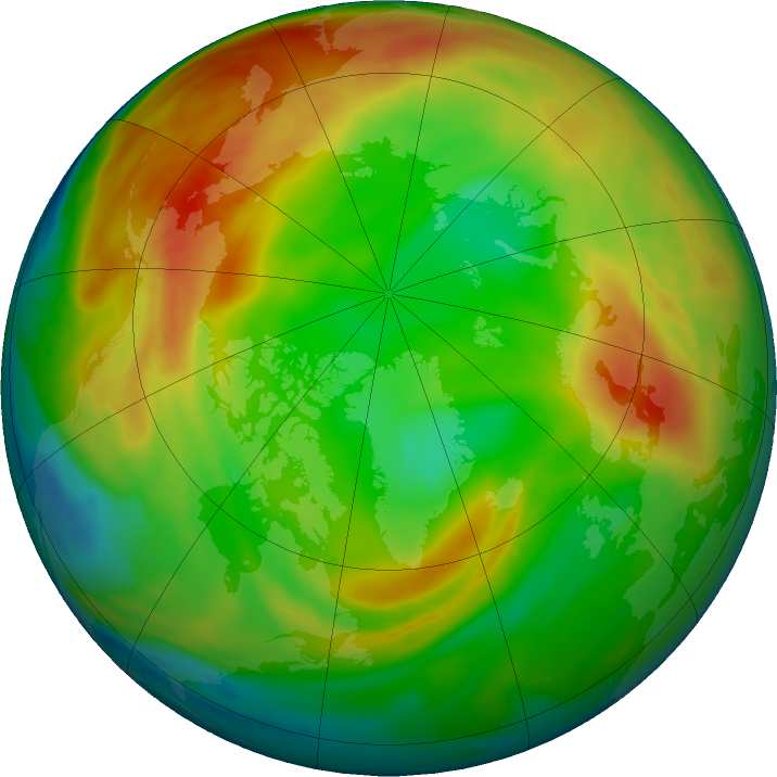 Arctic ozone map for 07 February 2022